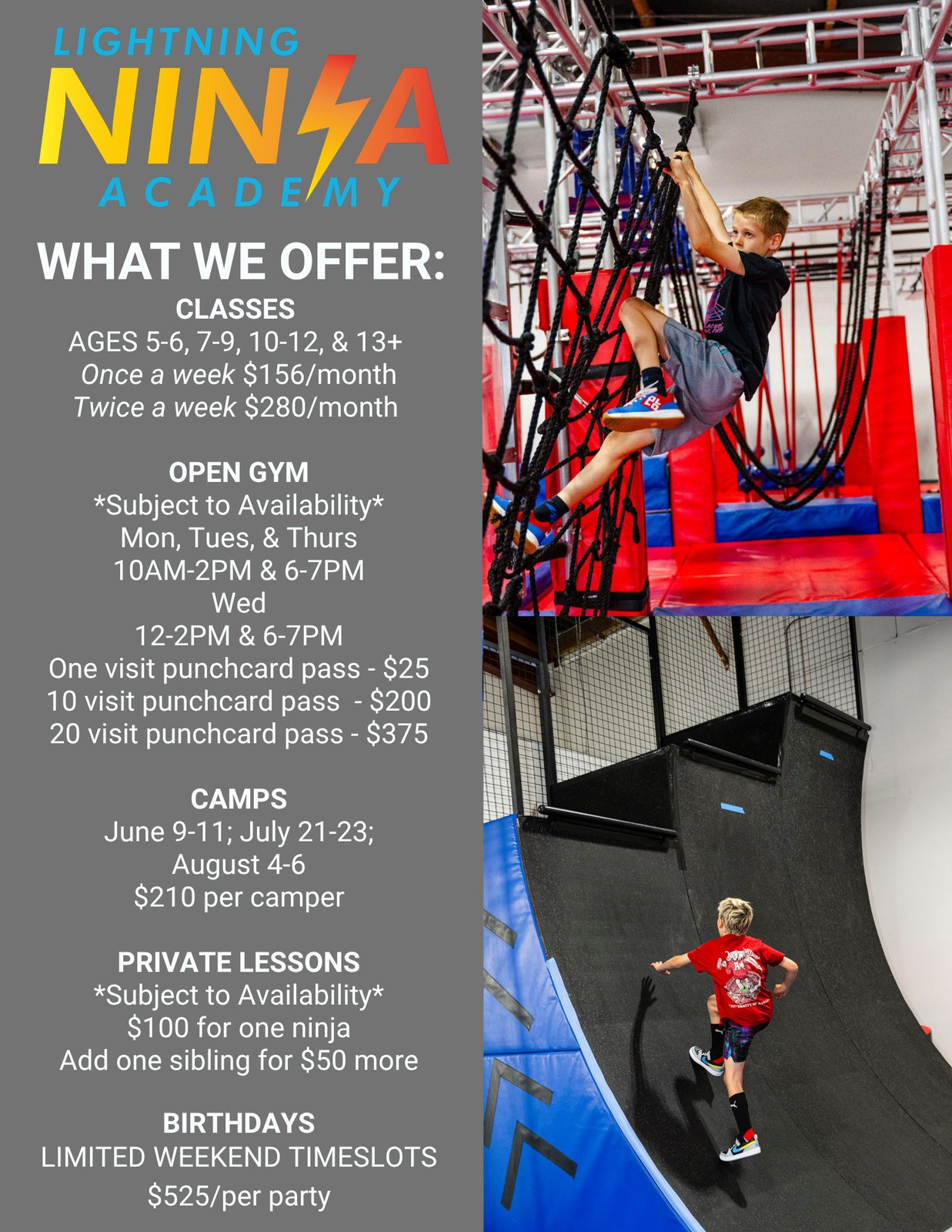 One-on-one private ninja lesson with a coach at Lightning Ninja Academy